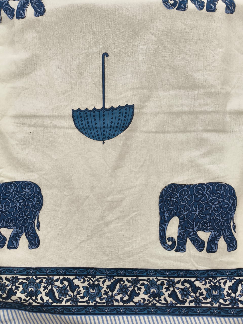 Blue Elephant & Umbrella Bedsheet Set