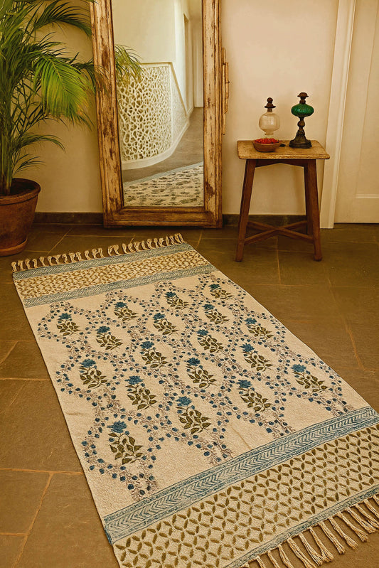 Blue Floral Boota Rug