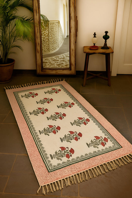 Red Mughal Flower Rug