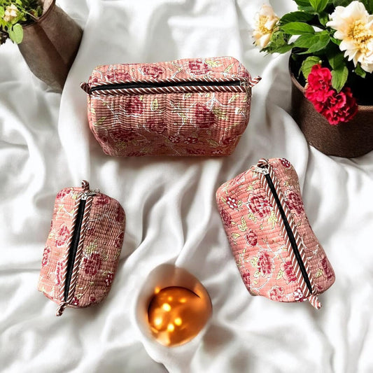 Red Quilted Pouches
